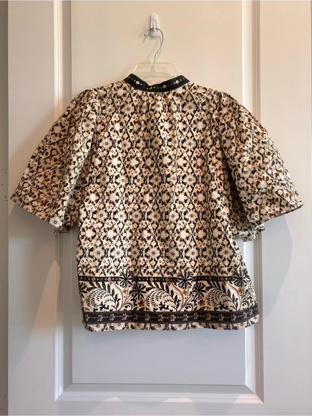 Anthropologie Boho Floral Puff Sleeve Peasant Blouse Women’s Large NWOT